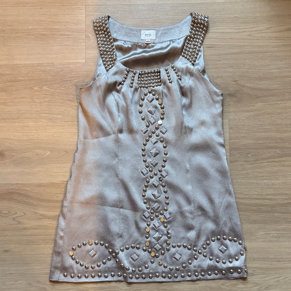 eci New York Vintage Metallic Studded Dress